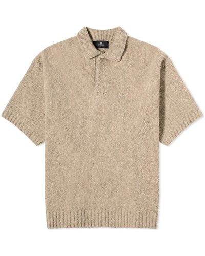 Represent Boucle Textured Knit Polo Shirt - Natural