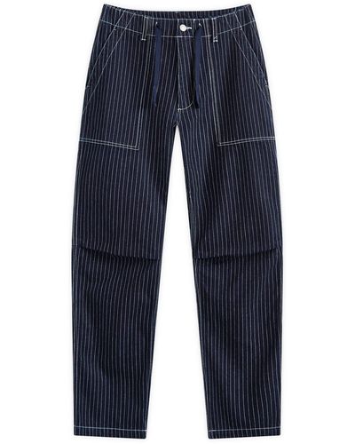 Uniform Bridge Stripe Denim Fatigue Trousers - Blue