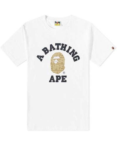 A Bathing Ape Bape Logo Monogram University T-Shirt - White