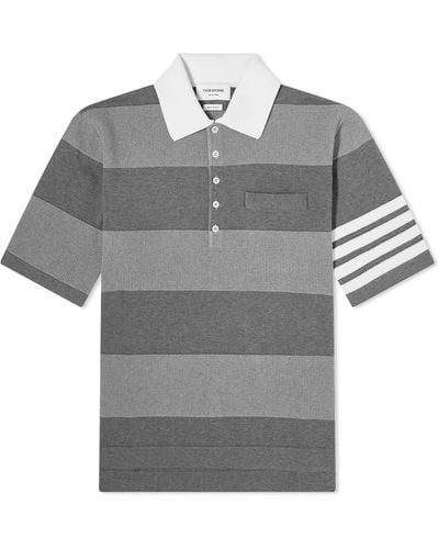 Thom Browne 4 Bar Rugby Stripe Polo Shirt - Grey