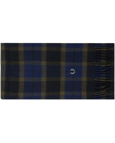 Fred Perry Lambswool Tartan Scarf - Blue