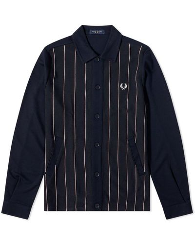 Fred Perry Knitted Panel Track Jacket - Blue