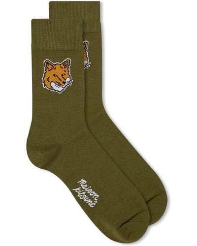 Maison Kitsuné Fox Head Socks - Green