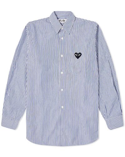 COMME DES GARÇONS PLAY Heart Stripe Shirt - Blue