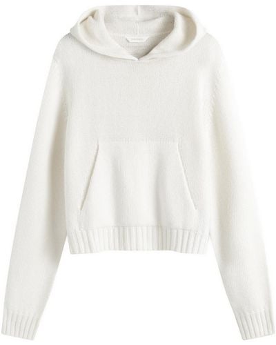 Palm Angels Curved Logo Knitted Hoodie - White