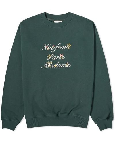 Drole de Monsieur Presented By End. Embroidered Cotton Fleece Crew Sweat - Green