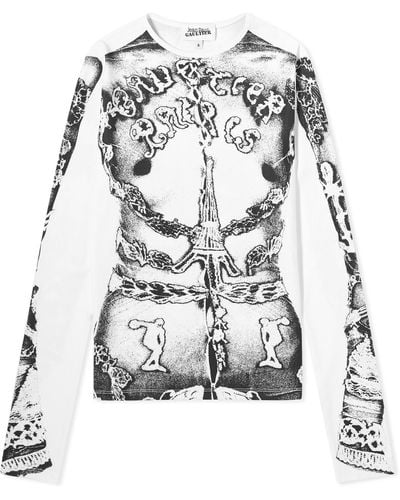 Jean Paul Gaultier Trompe L'Oeil Long Sleeve Top - Grey