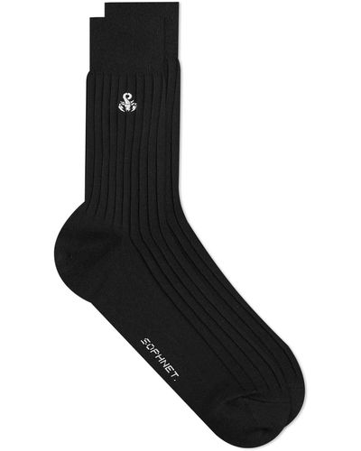 Sophnet Logo Ribbed Sock - Black
