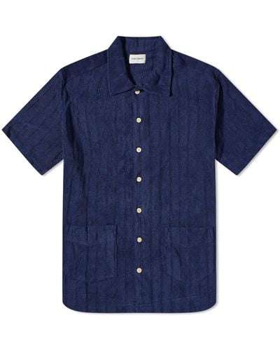 Oliver Spencer Cuban Short Sleeve Jersey Shirt - Blue