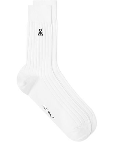 Sophnet Logo Ribbed Sock - White