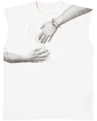 Maison Margiela Hand Print Sleeveless T-Shirt - White