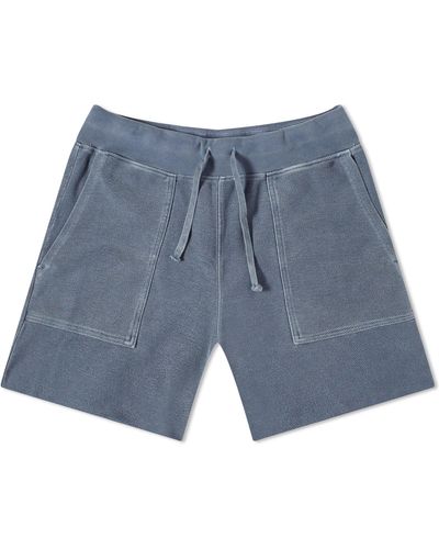 Save Khaki Twill Terry Utility Sweat Shorts - Blue
