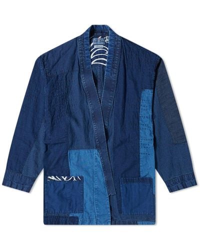 Blue Blue Japan Japan Patchwork "haori" Kimono Jacket - Blue