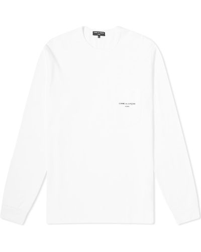 Comme des Garçons Pocket Logo Long Sleeve T-Shirt - White