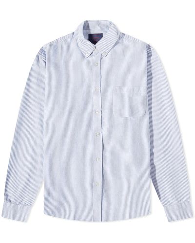 Portuguese Flannel Belavista Stripe Button Down Oxford Shirt - Blue