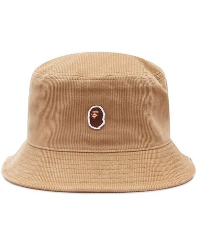 A Bathing Ape Ape Head Corduroy Bucket Hat - Natural