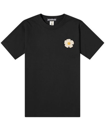 Monitaly Crochet Flower T-Shirt - Black