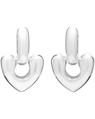 Annika Inez Large Heart Drop Earrings - White