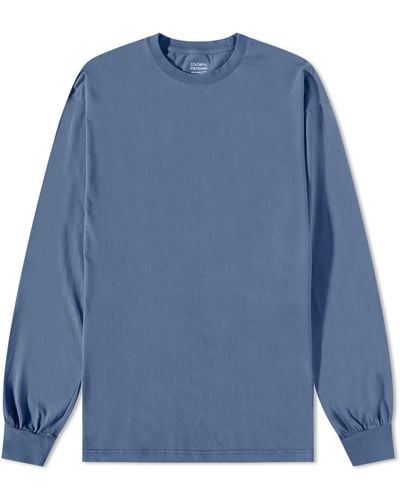 COLORFUL STANDARD Long Sleeve Oversized Organic T-Shirt - Blue