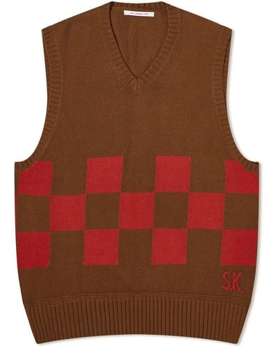 S.K. Manor Hill Chequered Knit Vest