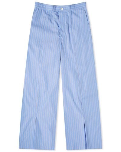 Toga Stripe Cotton Wide Leg Trousers - Blue