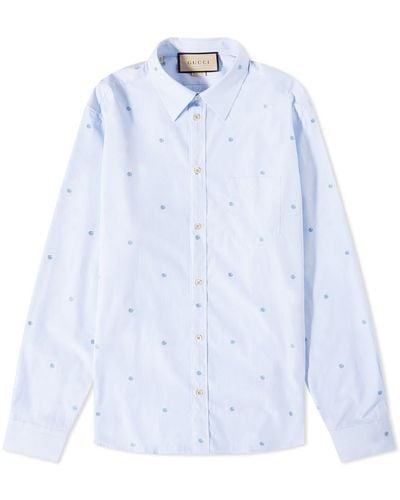 Gucci Catwalk Look 86 Embroidered Shirt - Blue