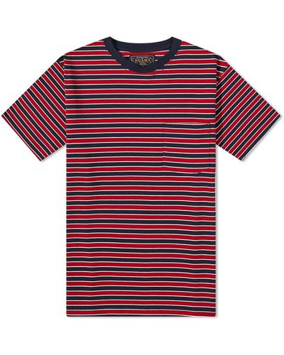 Beams Plus Multi Stripe Pocket T-shirt - Red