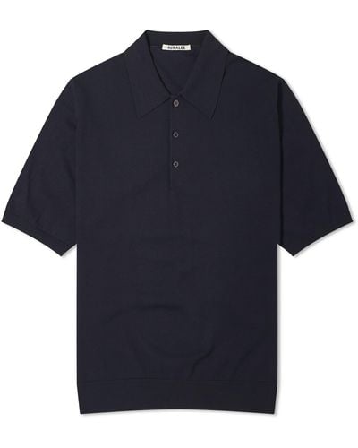 AURALEE Cotton Knit Polo Shirt - Blue