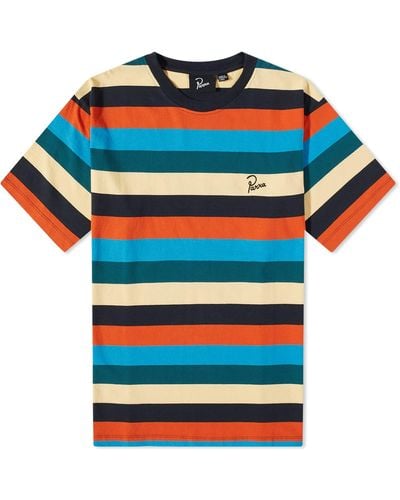by Parra Stacked Pets On Stripes T-Shirt - Blue