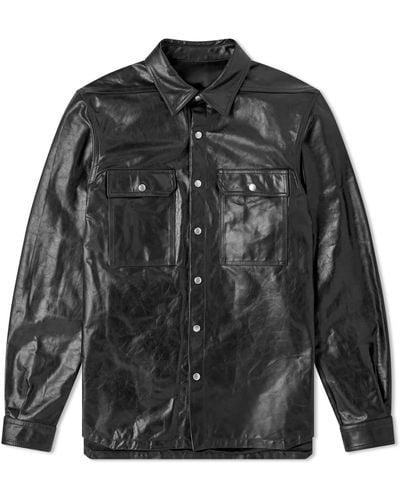 Rick Owens Leather Outershirt - Black