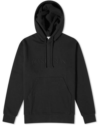 JW Anderson Logo Embroidery Popover Hoodie - Black