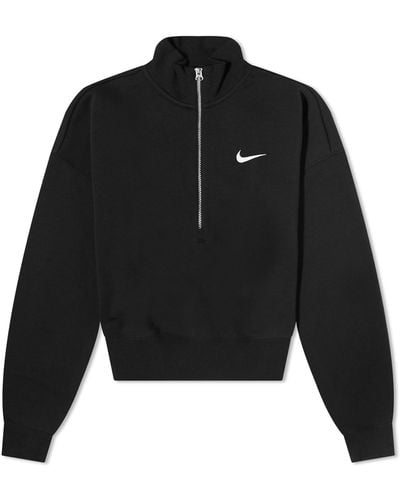 Nike Phoenix Fleece Quarter Zip Crop/Sail - Black