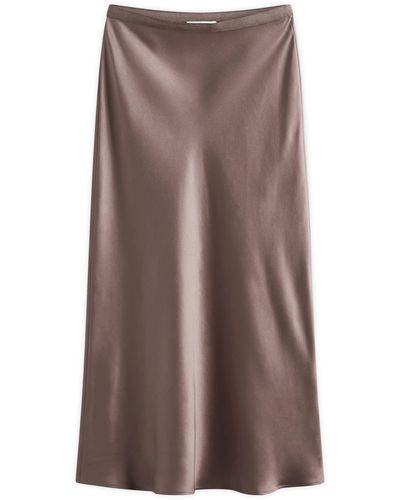 Anine Bing Bar Silk Skirt - Brown