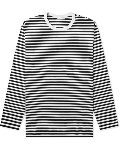 Nanamica Long Sleeve Coolmax Stripe T-Shirt - Blue