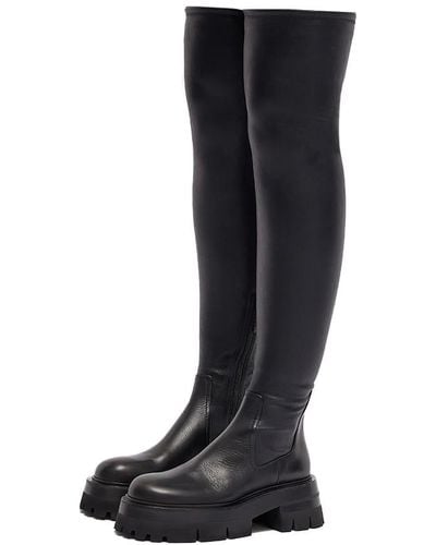 Versace Thigh High Chunky Boot - Black