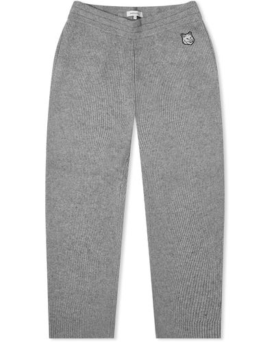 Maison Kitsuné Tonal Fox Head Patch Rib Sweatpants - Grey