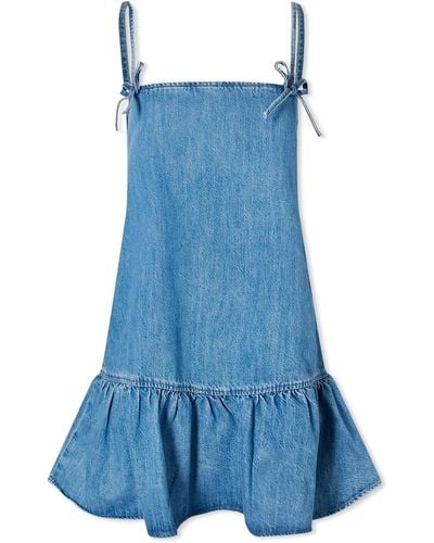 Ganni Tint Denim Strap Dress - Blue
