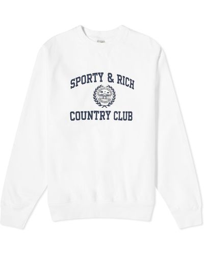 Sporty & Rich Varsity Crest Crew Sweat - White