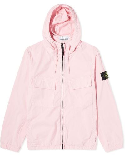 Stone Island Supima Cotton Twill Stretch-Tc Hooded Jacket - Pink