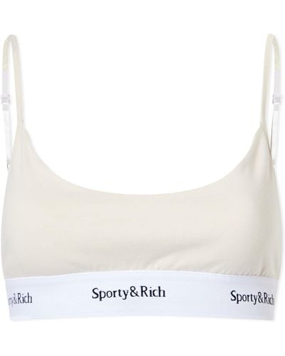 Sporty & Rich Serif Logo Bralette - White