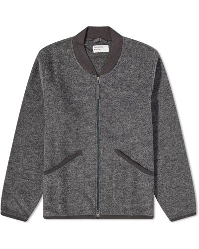 Universal Works Wool Fleece Zip Bomber Jacket - Grey