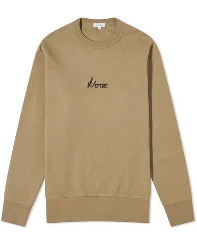 Norse Projects Arne Chain Stitch Logo Crew Sweat - Green