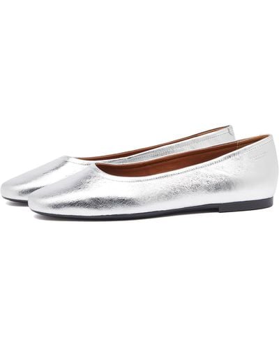 Vagabond Shoemakers Jolin Metallic Leather Ballet Pump - White