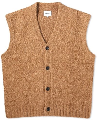 Norse Projects August Flame Alpaca Cardigan Vest - Brown