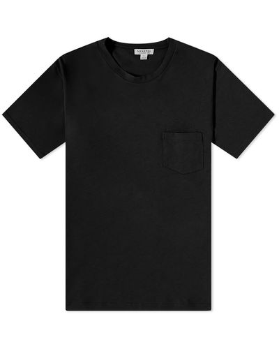 Sunspel Riviera Pocket Crew Neck T-Shirt - Black