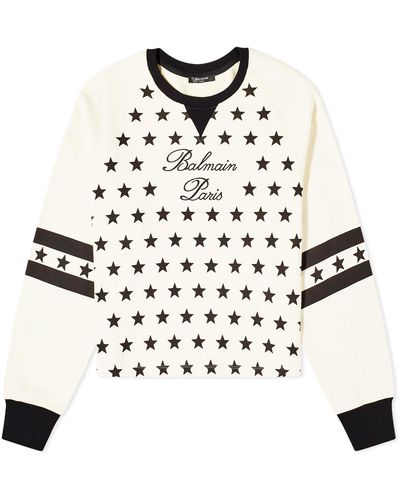 Balmain Signature Stars Bulky Sweatshirt - White