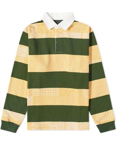 Beams Plus End. X 'Ivy League' Overdye Patchwork Rugby Shirt - Green