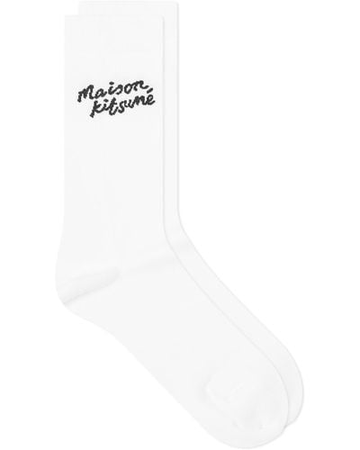 Maison Kitsuné Handwritting Logo Socks - White
