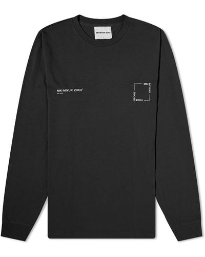 MKI Miyuki-Zoku Long Sleeve Square Logo T-Shirt - Black