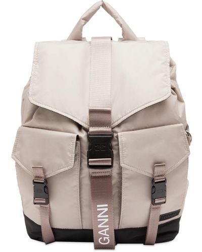 Ganni Recycled Tech Backpack - Natural
